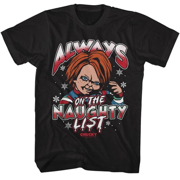 Chucky Child's Play Naughty List Black Adult T-Shirt Xl