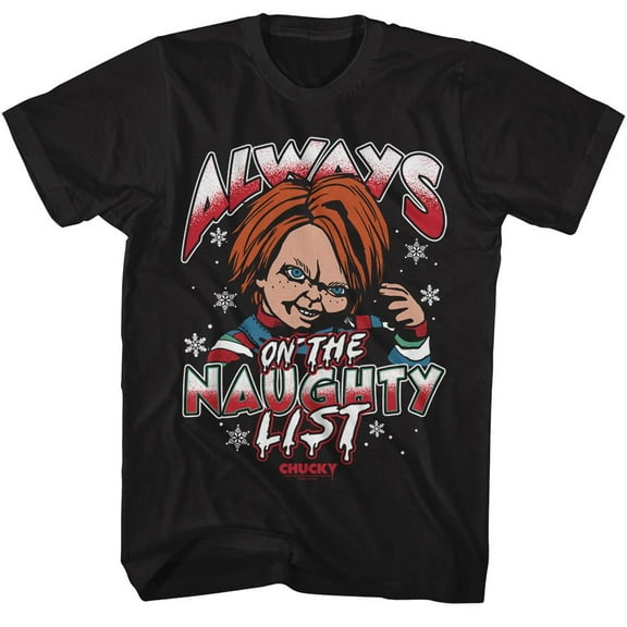 Chucky Child's Play Naughty List Black Adult T-Shirt