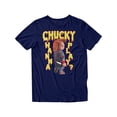 thumbnail image 1 of Chucky Child's Play Wanna Play Juniors Graphic Short Sleeve T-Shirt (Iris Navy, S-XXL), 1 of 4