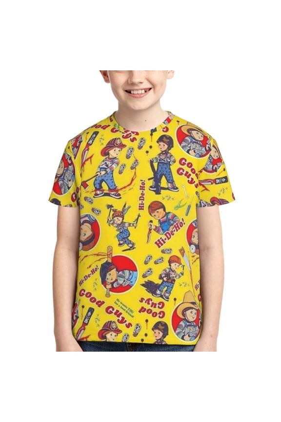 Chucky Doll Childs Play Teen T Shirts Unisex Crewneck Short Sleeve T-Shirt Tees Top For Boys Girls Youth Kids Small