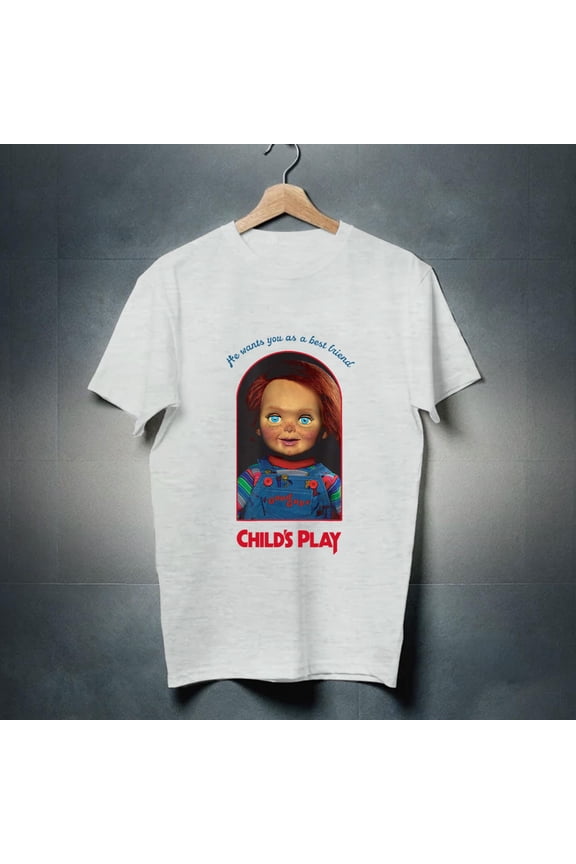Chucky Doll T-Shirt, Heavyweight Unisex Childs Play Good Guys Chucky Box Horror Movie Shirt