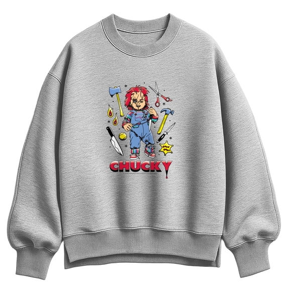 Chucky - Flash Tattoo - Women's Oversized Fleece Crew Sweatshirt