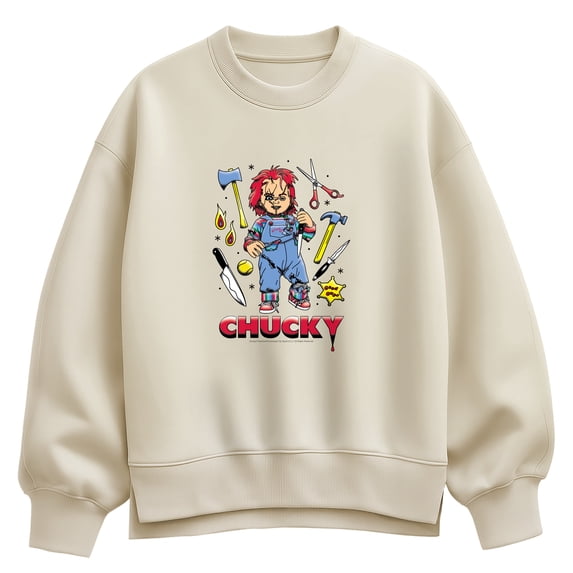 Chucky - Flash Tattoo - Women's Oversized Fleece Crew Sweatshirt