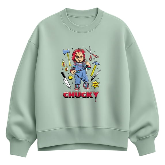 Chucky - Flash Tattoo Oversized Fleece Crew Sweatshirt