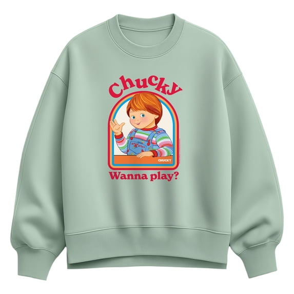 Chucky - Friendly, Wanna Play Women's Oversized Fleece Crew Sweatshirt