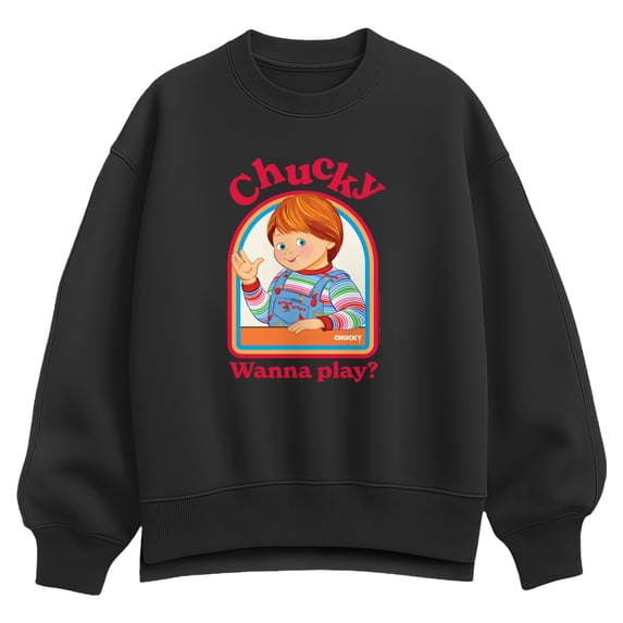 Chucky - Friendly, Wanna Play Women's Oversized Fleece Crew Sweatshirt