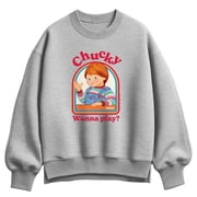 Chucky - Friendly, Wanna Play Womens Oversized Fleece Crew Sweatshirt