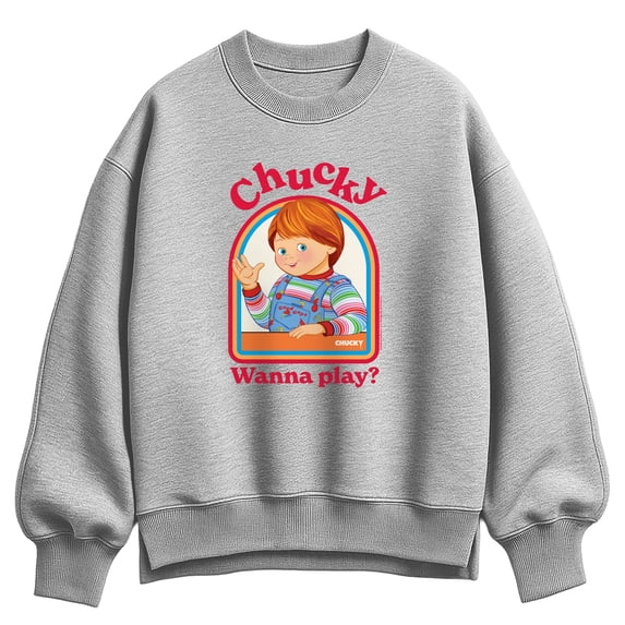 Chucky - Friendly, Wanna Play Women's Oversized Fleece Crew Sweatshirt