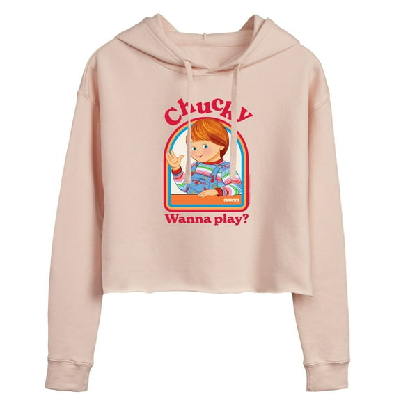 Chucky - Friendly, Wanna Play - Juniors Cropped Pullover Hoodie