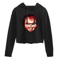 thumbnail image 1 of Chucky - Halloween - Glowing Eyes - Juniors Cropped Pullover Hoodie, 1 of 4
