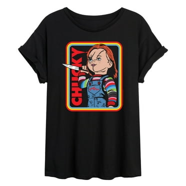 Chucky - Halloween - Retro Chucky & Knife - Juniors Ideal Flowy Muscle T-Shirt