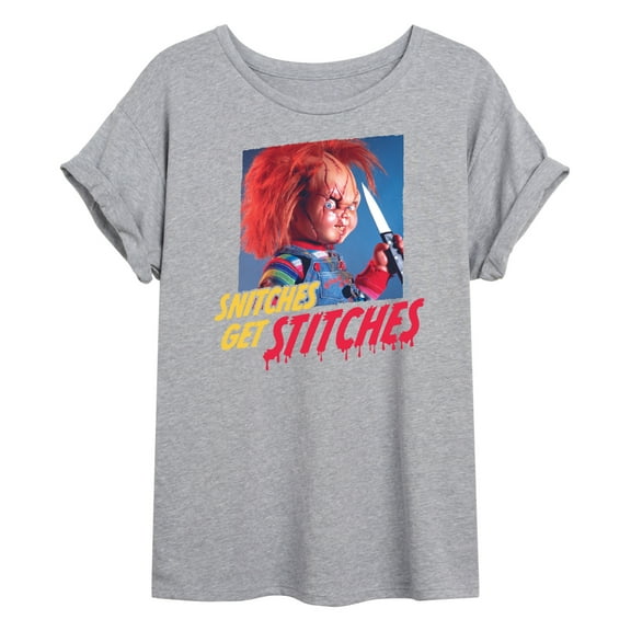 Chucky - Halloween - Snitches Get Stitches - Juniors Ideal Flowy Muscle T-Shirt