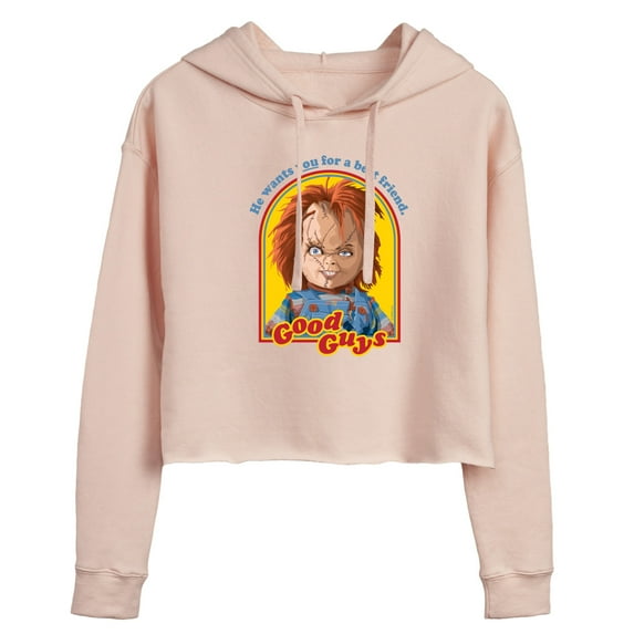 Chucky - Halloween - Wants You For A Best Friend - Juniors Cropped Pullover Hoodie