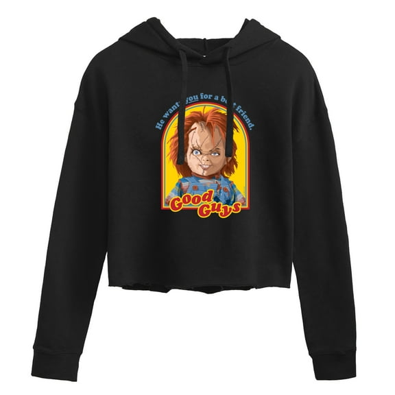 Chucky - Halloween - Wants You For A Best Friend - Juniors Cropped Pullover Hoodie