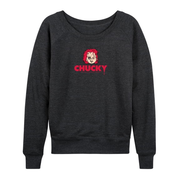 Chucky - Head Lightweight French Terry Wide Neck Long Sleeve Graphic Shirt