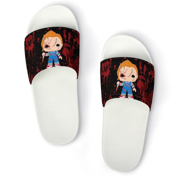 Chucky Horror Movie Home Slippers Non Slip Bathroom Open Toe Shoes Lightweight Slide Slippers Sandals 39(245mm)