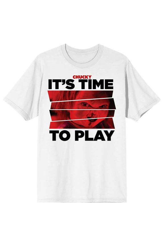 Chucky It's Time To Play Crew Neck Short Sleeve Men's White T-shirt-XL