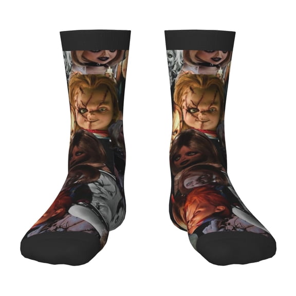 Chucky Kids Socks 3D Printed Graphic Children's Calf Socks Cozy Casual Mid Crew Socks 3 Black