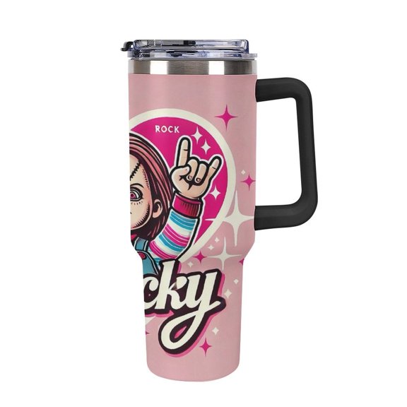 Chucky Large Capacity Car Cup, 40oz Stainless Steel Travel Mug With Handle, Double Layer Vacuum Insulated Cup, Coffee Cup , With Lid And Straw, Best Festivals Gift, Halloween Gift, Christmas Gift Bl