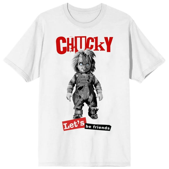 Chucky Let's Be Friends Crew Neck Short Sleeve Men's White T-shirt-3XL