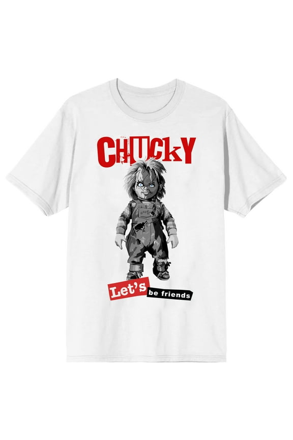 Chucky Let's Be Friends Crew Neck Short Sleeve Men's White T-shirt-3XL