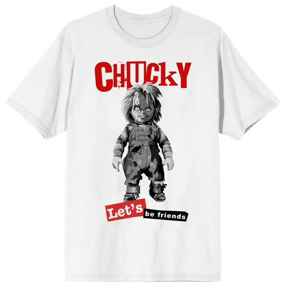 Chucky Let's Be Friends Crew Neck Short Sleeve Men's White T-shirt-Medium