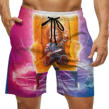 Chucky Men's Beach Shorts Swim Trunks Quick Dry Casual Polyester Swim Shorts with Pockets M