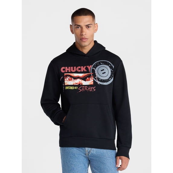 Chucky Men's and Big Men’s Snitches Get Stitches Graphic Hoodie Sweatshirt, Sizes XS-5XL