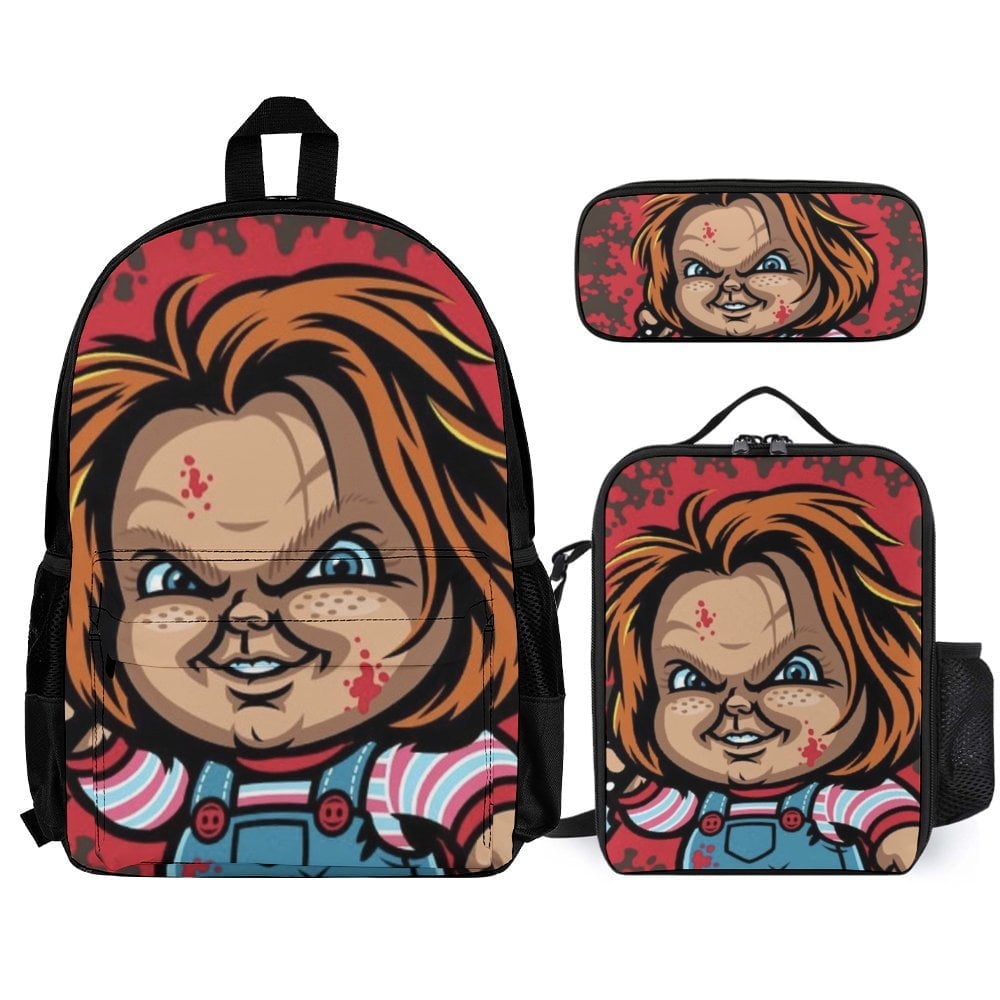 Chucky Movie Backpack 3 Pieces Set With Pencil Case Lunch Bag Shoulders ...
