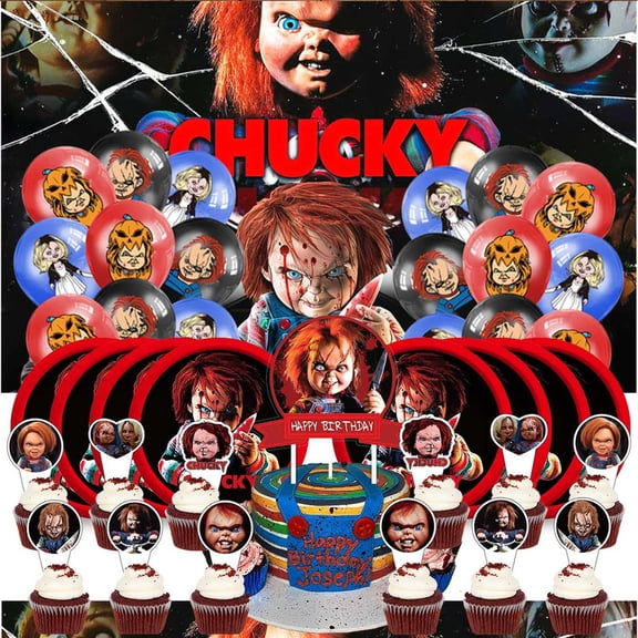 Chucky Birthday Party Supplies Balloons Paper Plates Decoration Cake Topper Decor Tableware Banner Backdrop