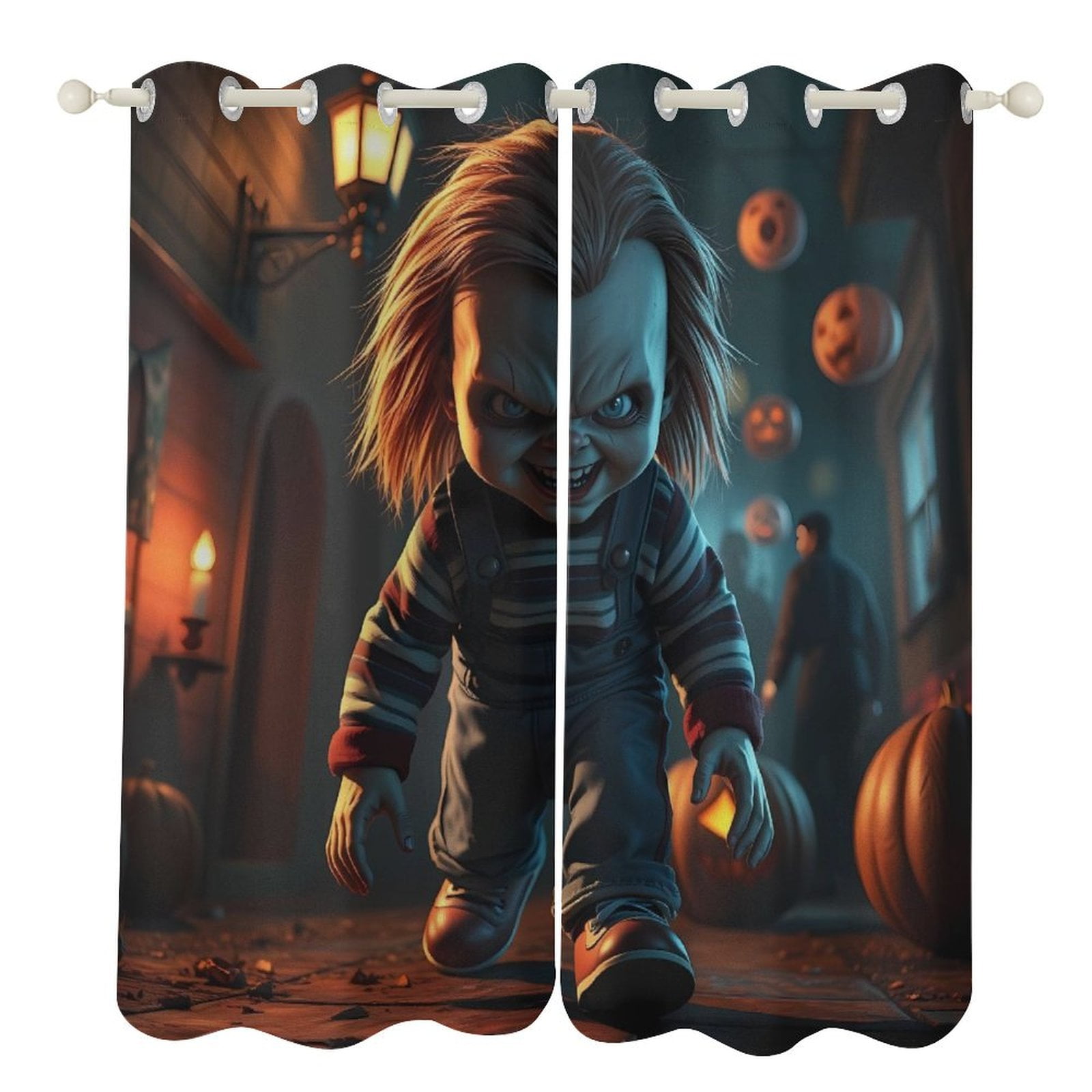 Chucky Curtain Blackout Thermal Insulated Drapes Bedroom Perforated ...