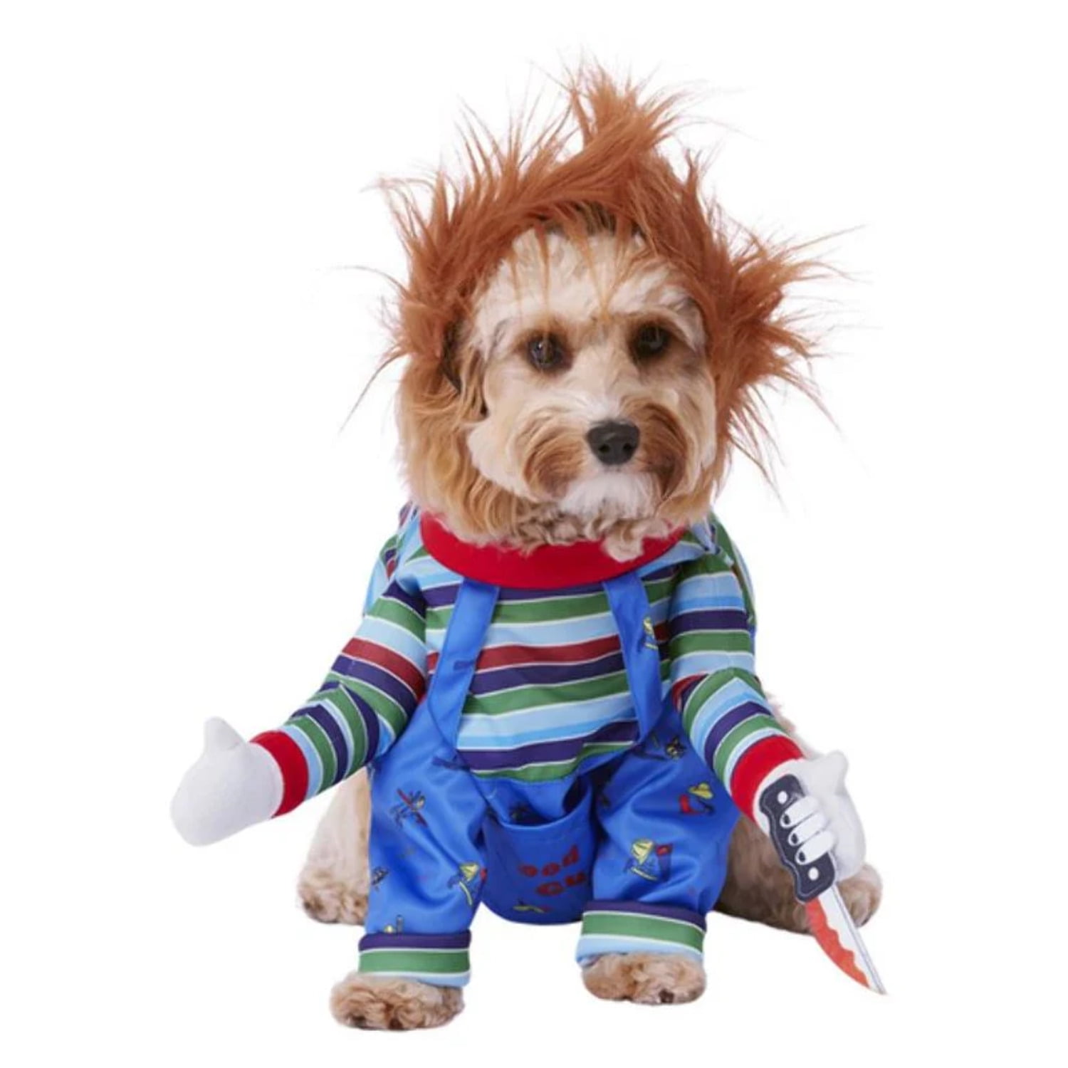 Chucky Pet Costume Dog Blue Orange Multi Chucky Pet Costume Dog Blue Orange Multi