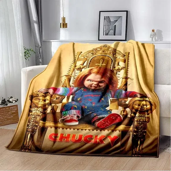 Chucky Play Horror Movie Print Flannel Blanket Cozy Warm Throw Blanket Sofa Bedroom Birthday Present Indoor Home Party Decor