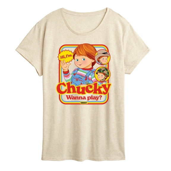 Chucky - Retro Nice Chucky Wanna Play- Womens Short Sleeve Graphic T-Shirt