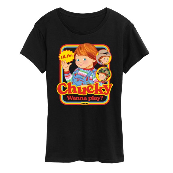 Chucky - Retro Nice Chucky Wanna Play- Womens Short Sleeve Graphic T-Shirt