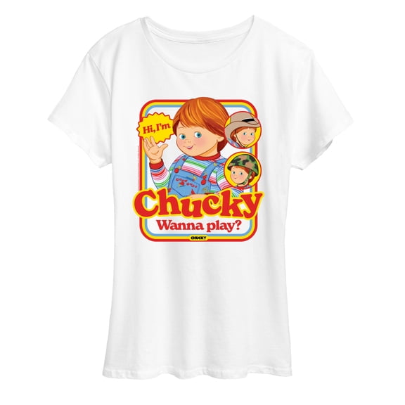 Chucky - Retro Nice Chucky Wanna Play- Womens Short Sleeve Graphic T-Shirt