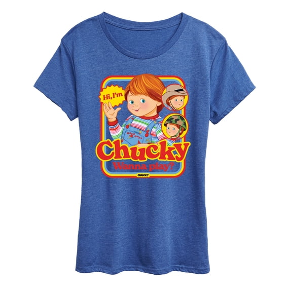 Chucky - Retro Nice Chucky Wanna Play- Womens Short Sleeve Graphic T-Shirt