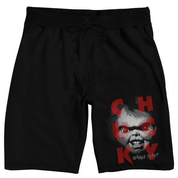 Chucky Scary Face Men's Black Sleep Pajama Shorts-XL