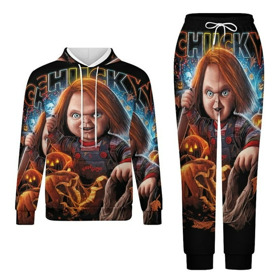 Chucky Series Adult Hoodies And Sweatpants Set Sweatshirts Jogger Pants 2 Pcs Hooded Hoody Tracksuits Set Suit Winter Daily Unisex Sweatsuit
