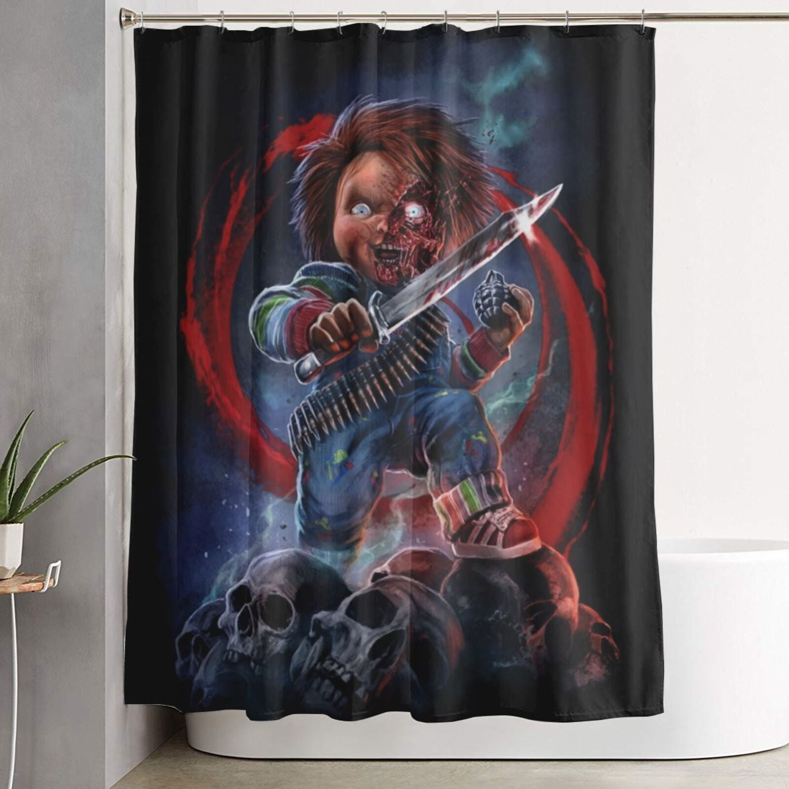 Chucky Shower Curtain Cartoon Art Bath Shower Curtains with 12 Hooks ...