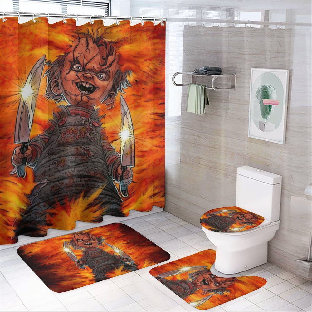 Chucky Shower Curtain Sets 4 Piece Bathroom Set Shower Curtain NonSlip