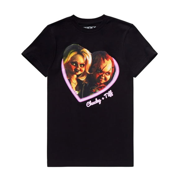 Chucky T-Shirt Men's Chucky And Tiffany in Heart Short Sleeve Graphic Top