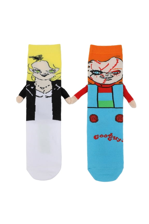 Chucky & The Bride Of Chucky Women's Casual Crew Magnetic Hand Holding Socks