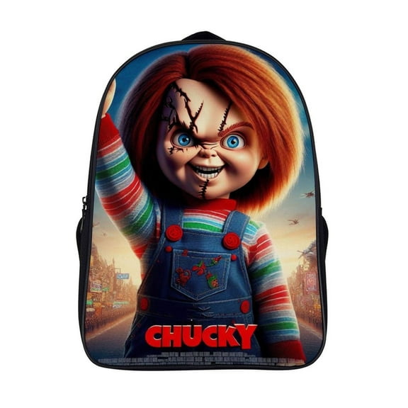 Chucky The Doll Basic Backpack Schoolbag Travel Bag 2 Compartment Bookbag Laptop Daypack Satchel Rucksack 16 Inch
