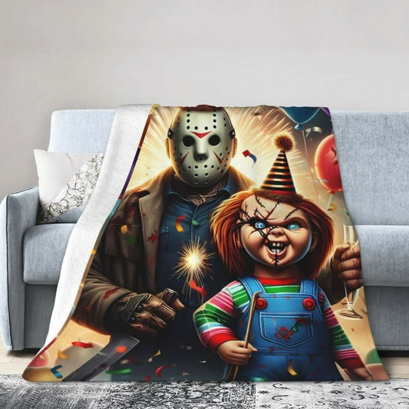 Chucky Throw Blanket, All Season Decorative Soft Cozy Fleece Blankets, Room Decor For Bed Chair Car Sofa Couch Bedroom