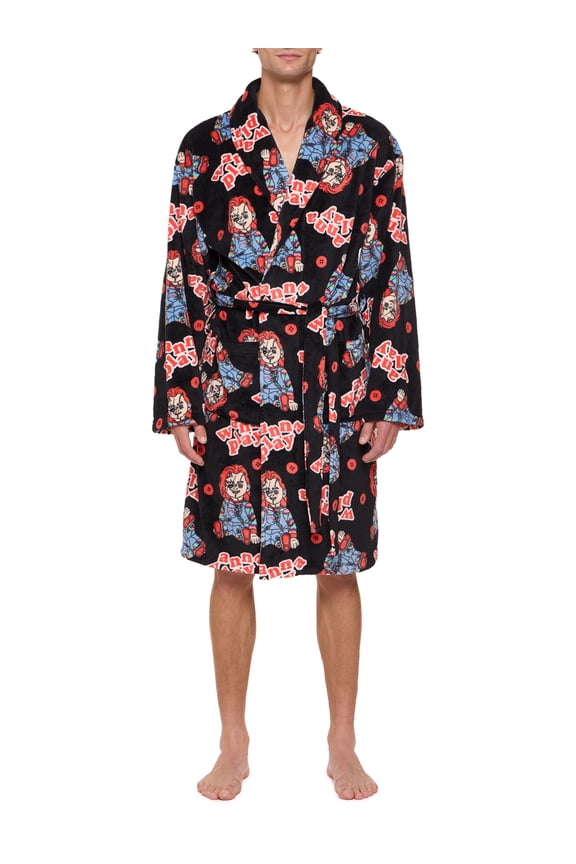 Chucky Men's Plush Wanna Play Belted Robe with Pockets