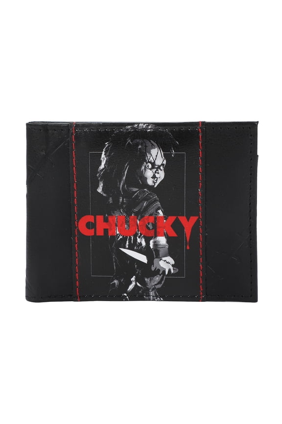 Chucky With Knife Men's Black Bifold Wallet