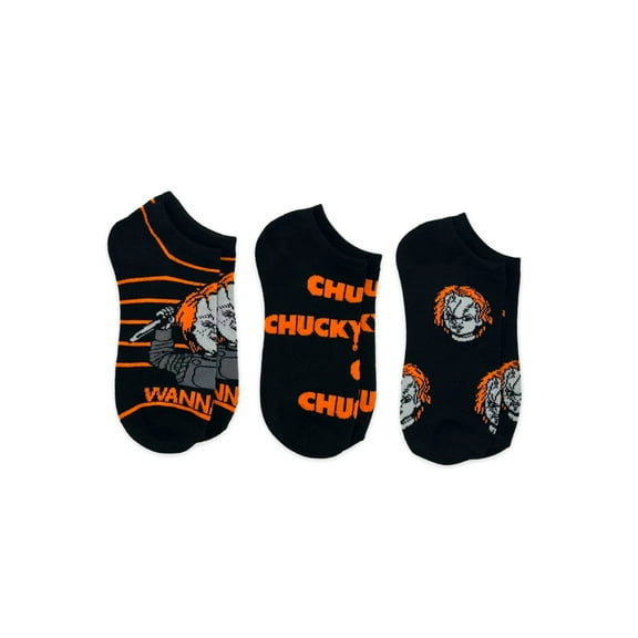 Chucky Women's Halloween No-Show Socks, 3-Pack, Size 4-10