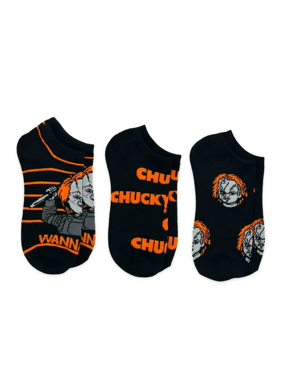 Chucky Women's Halloween No-Show Socks, 3-Pack, Size 4-10