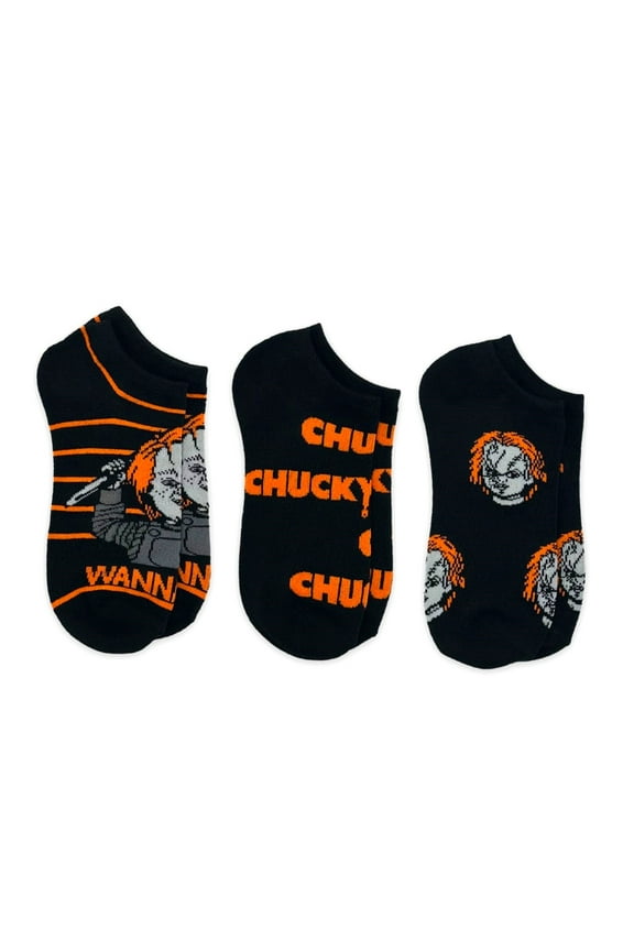 Chucky Women's Halloween No-Show Socks, 3-Pack, Size 4-10